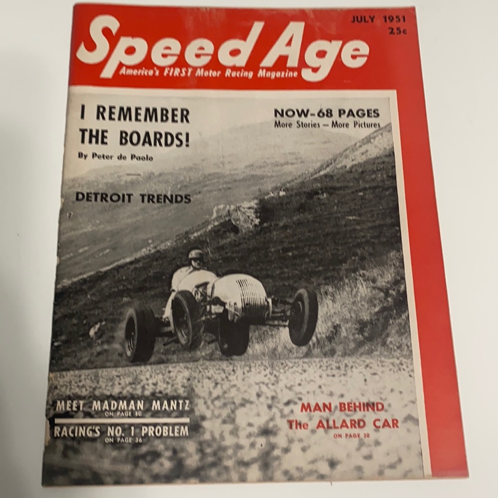 VINTAGE JULY 1951 SPEED AGE CAR MAGAZINE
